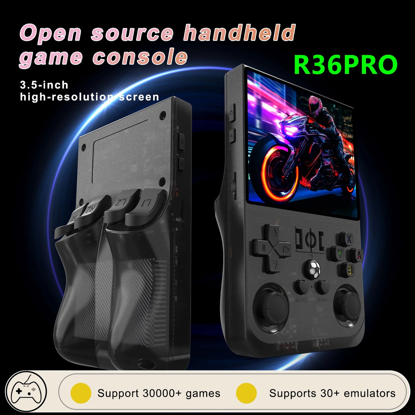R36S Screen Portable TV Gaming Console Video Player Retro 64GB