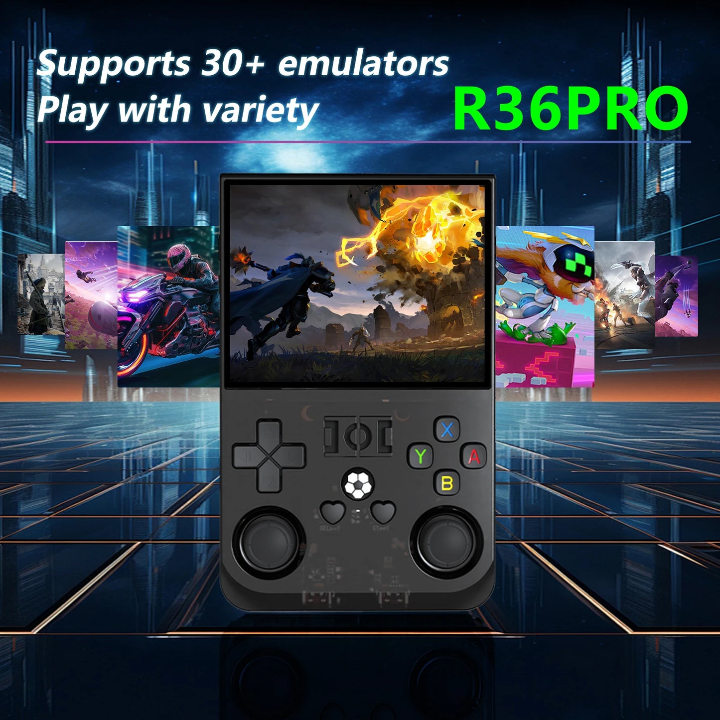 R36S Screen Portable TV Gaming Console Video Player Retro 64GB